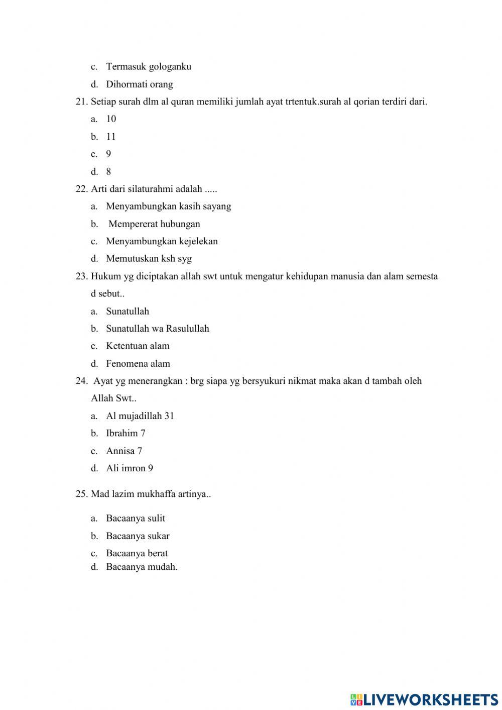 Alquran hadirs kelas 9