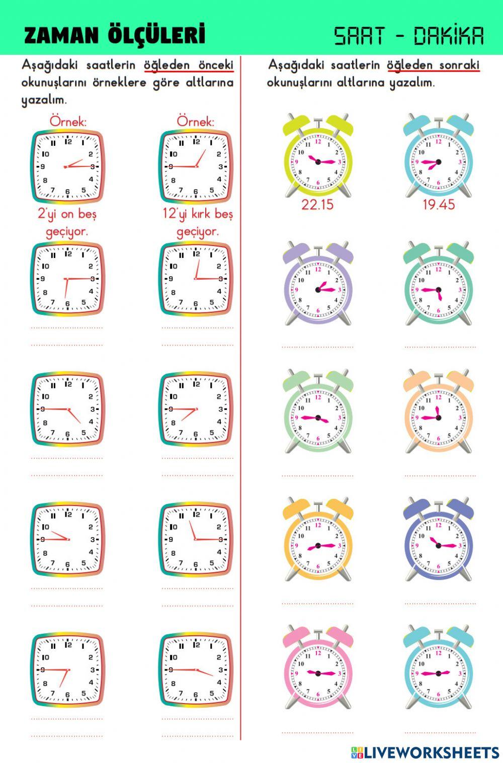 Zaman Ölçüleri-Saat. Dakika