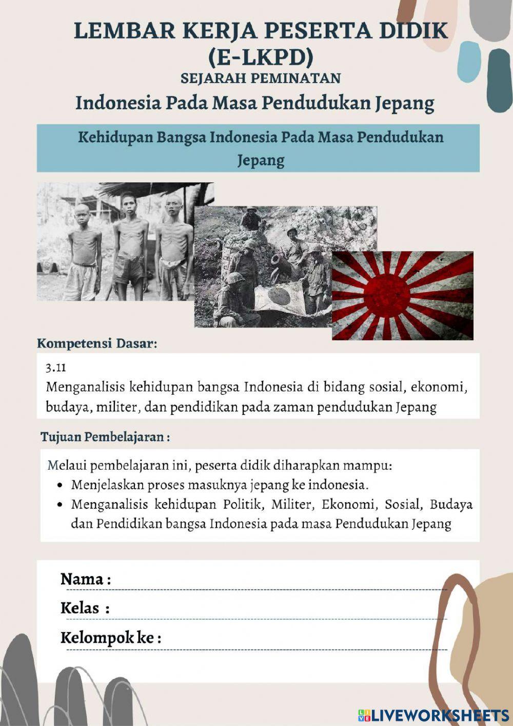 LKPD-Kehidupan bangsa Indonesia pada Masa Pendudukan Jepang