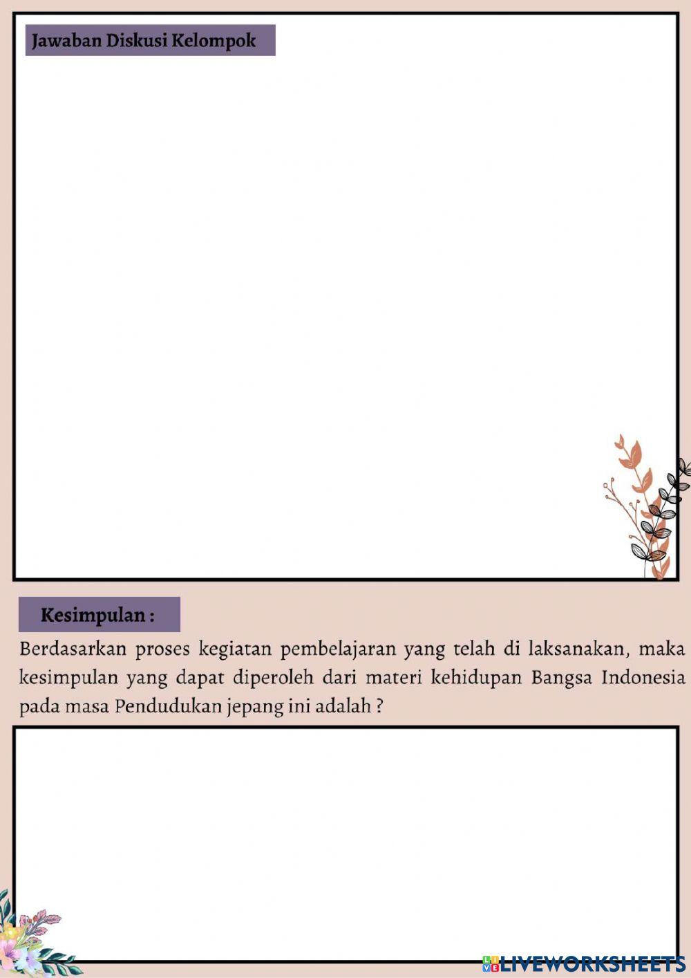 LKPD-Kehidupan bangsa Indonesia pada Masa Pendudukan Jepang