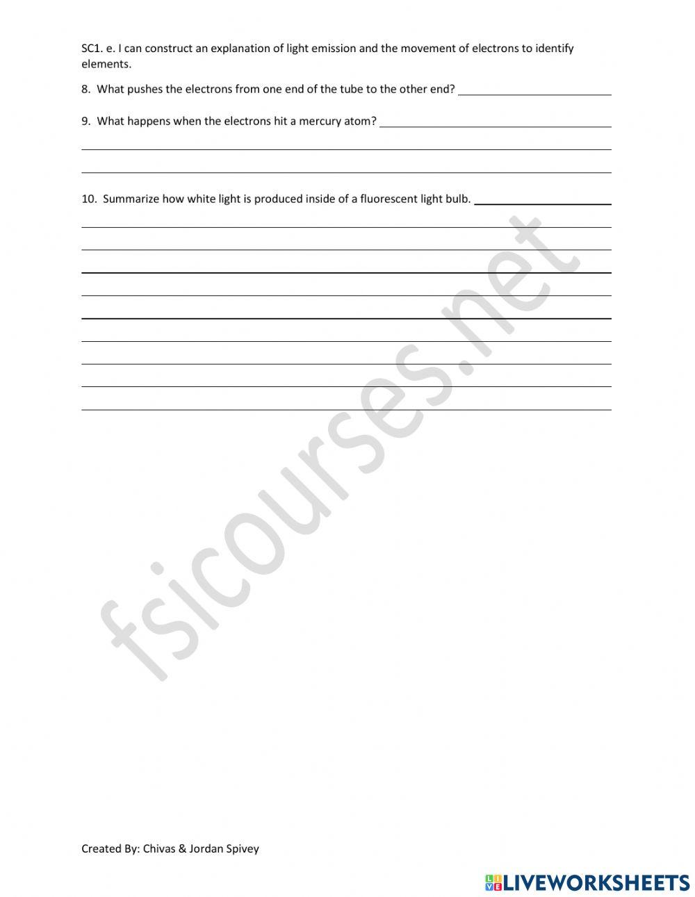 Light Emission Video Notes