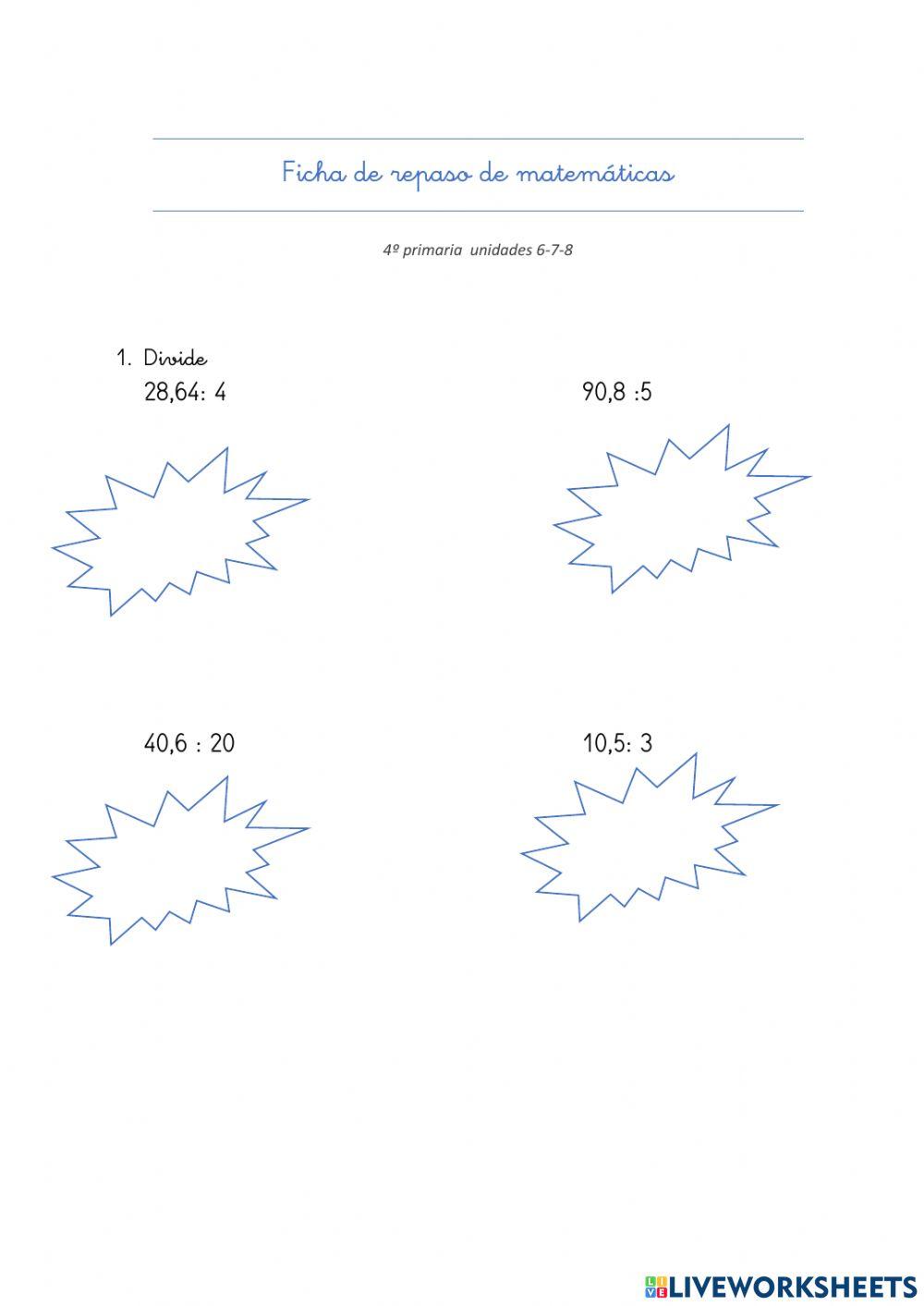 Ficha de repaso matemáticas U7,8