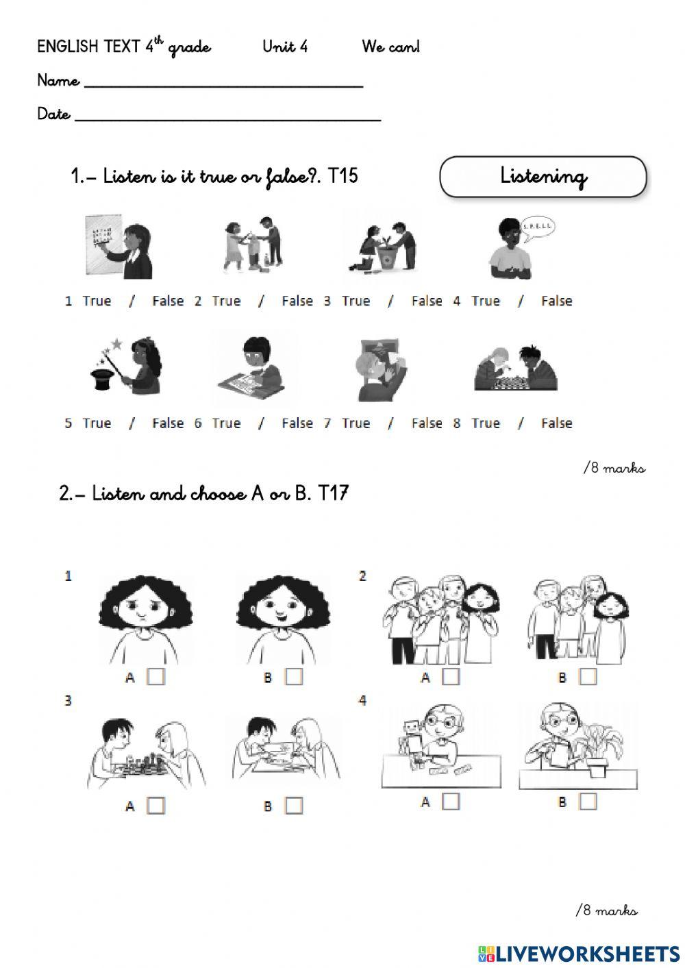 English Examn unit 4 4th level
