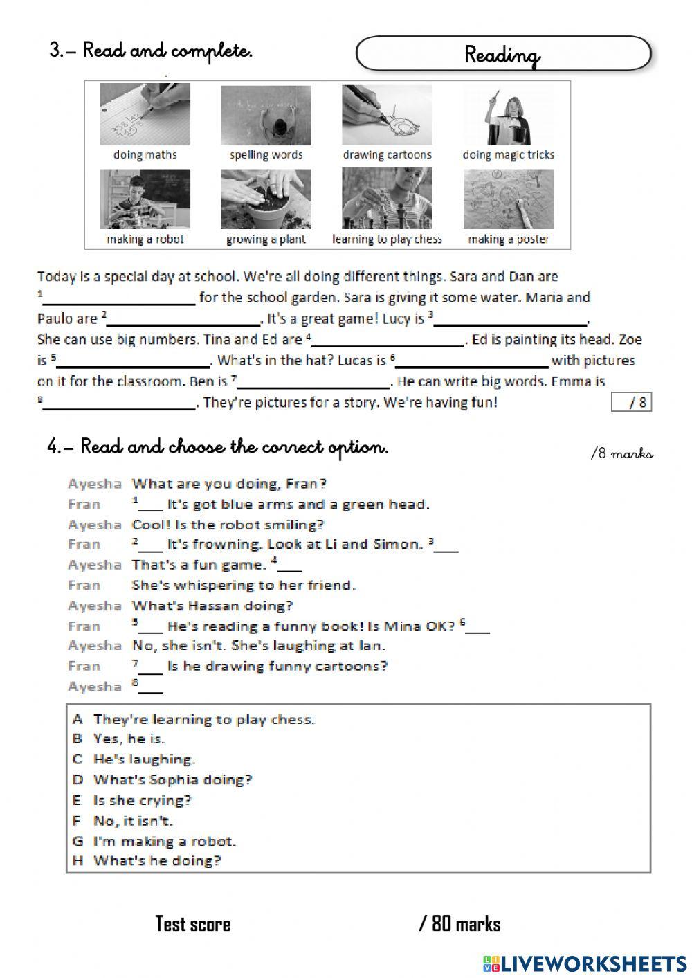 English Examn unit 4 4th level