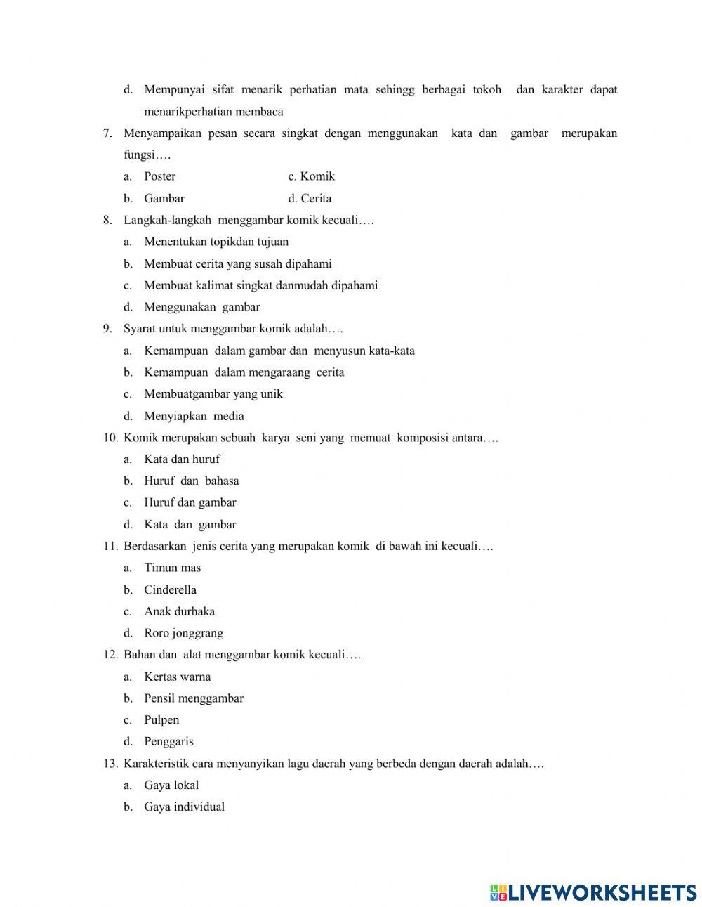 Soal pts seni budaya kelas 8