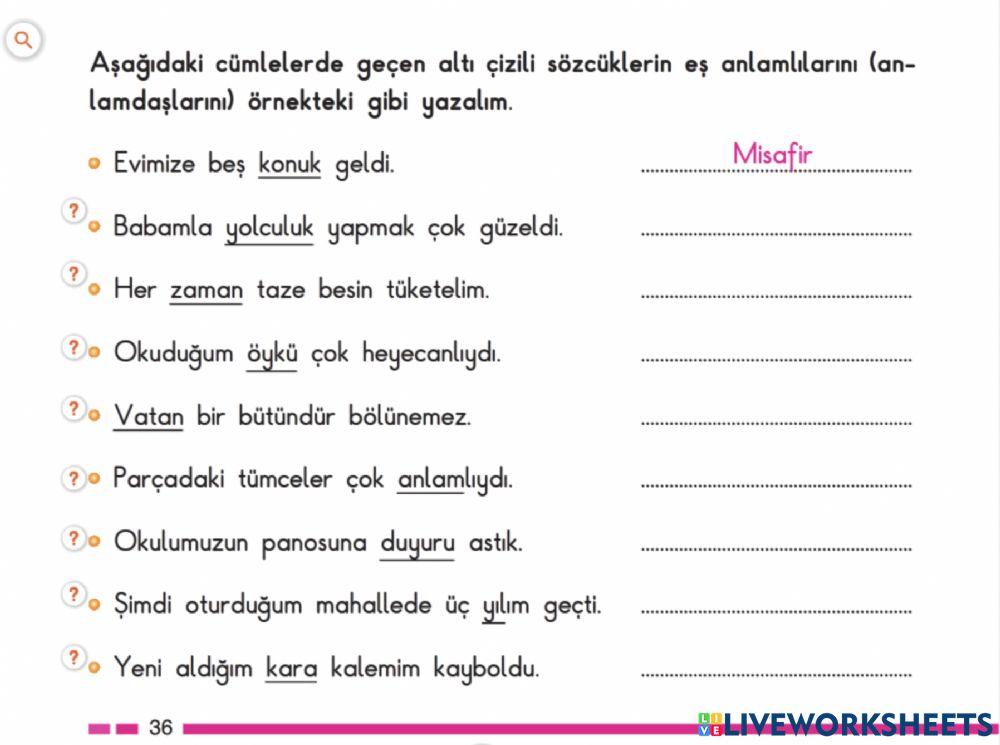 Eş Anlam Etkinliği