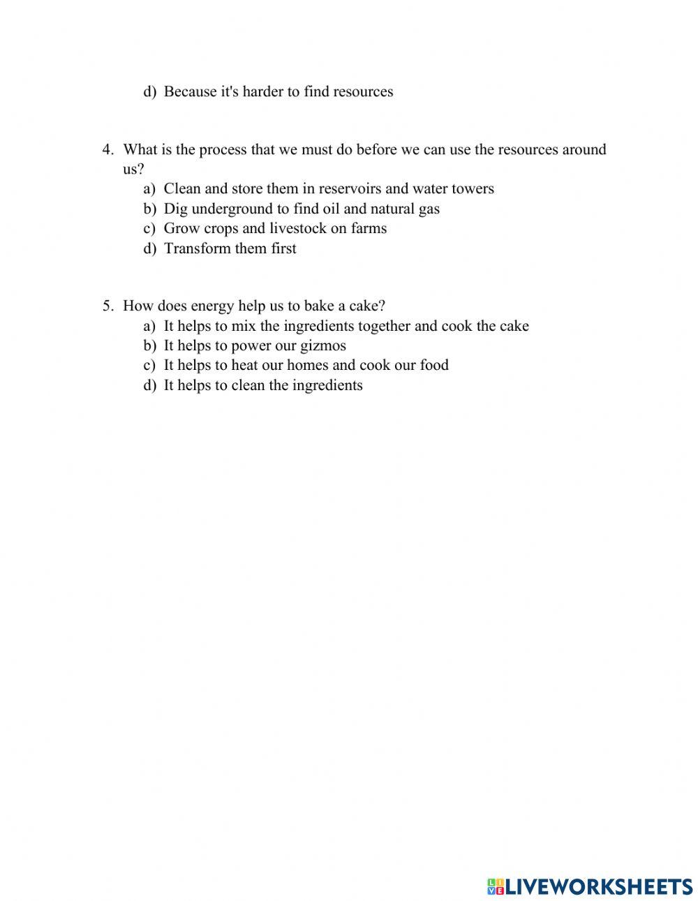 Use of Natural Resources