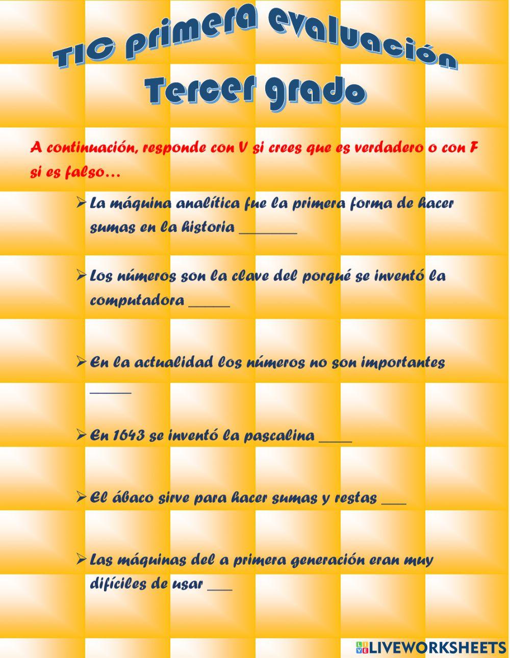 Evaluación primer bimestre