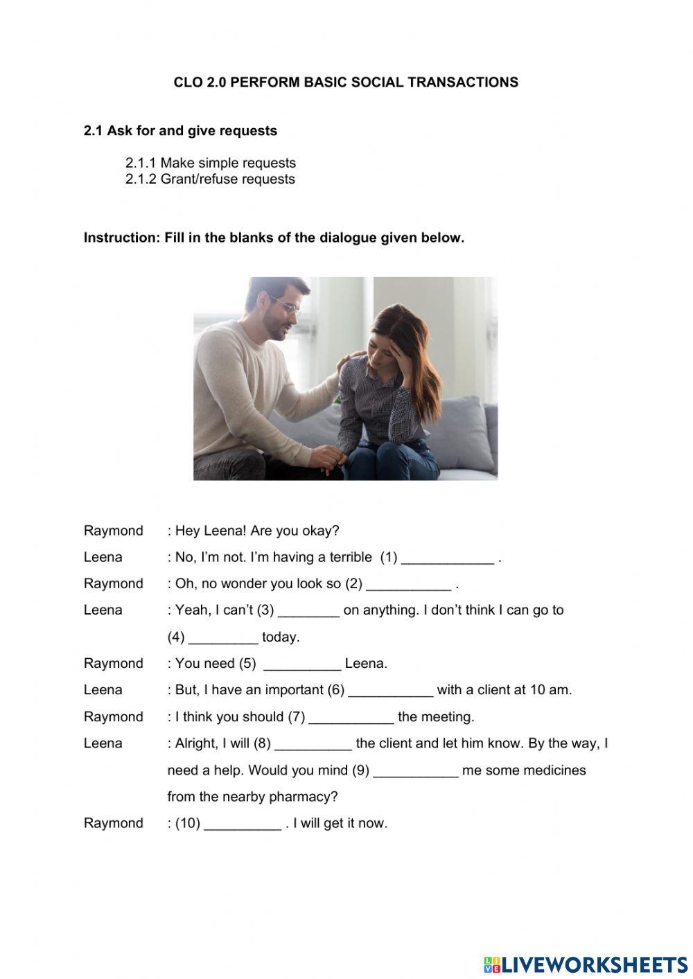 ASK - GIVE REQUEST DIALOGUE