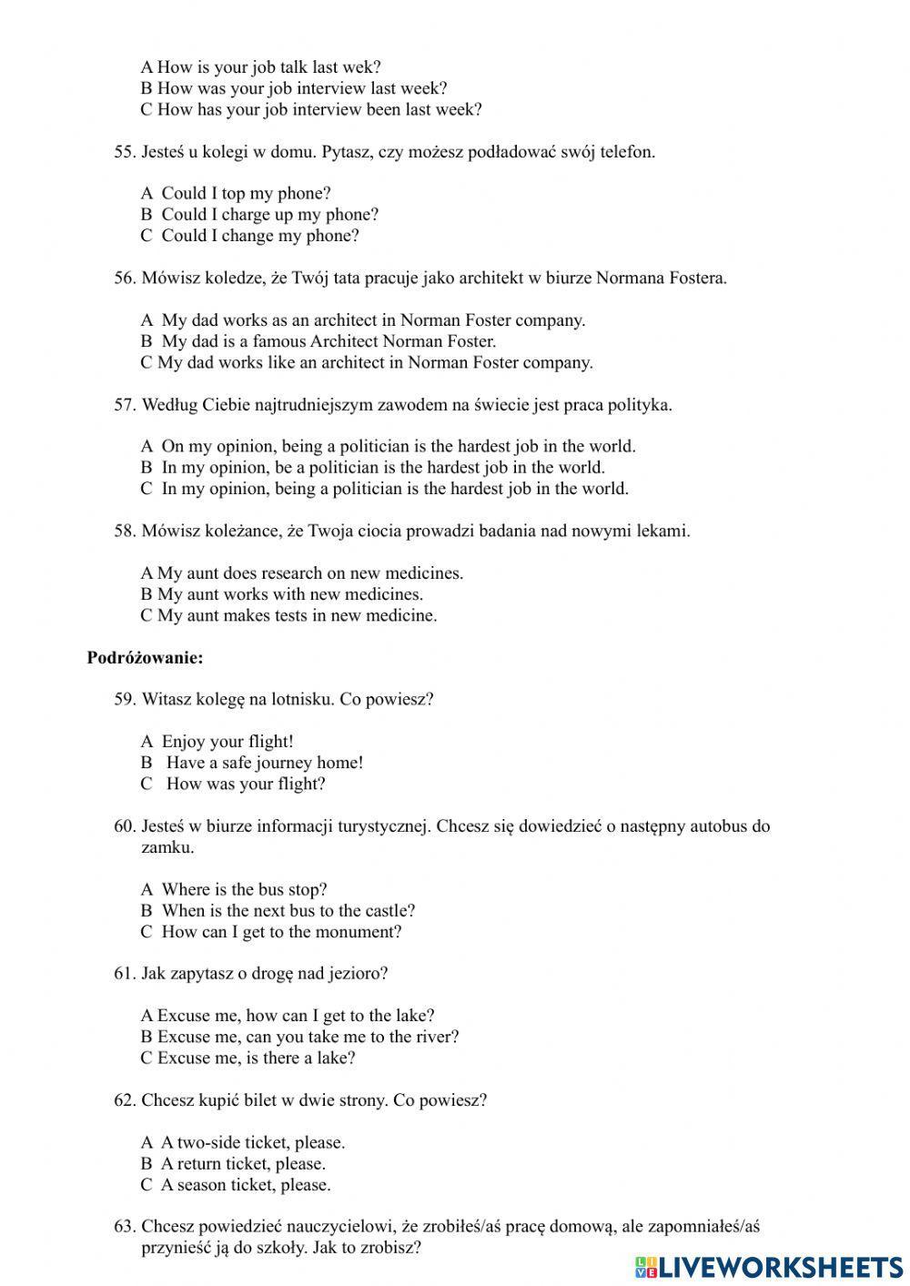 Funkcje językowe sprawdzian 2