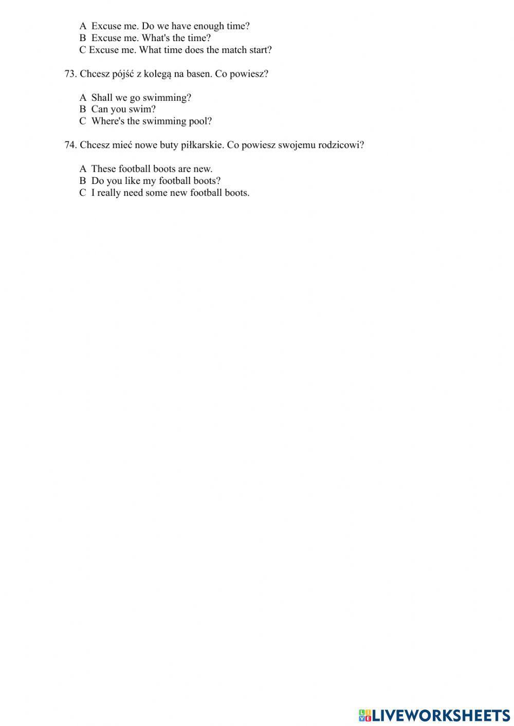 Funkcje językowe sprawdzian 2