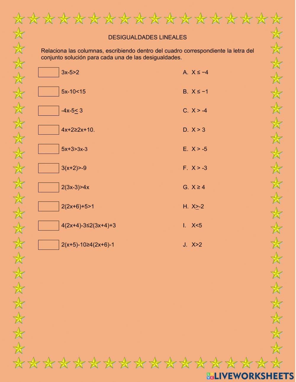 Desigualdades lineales
