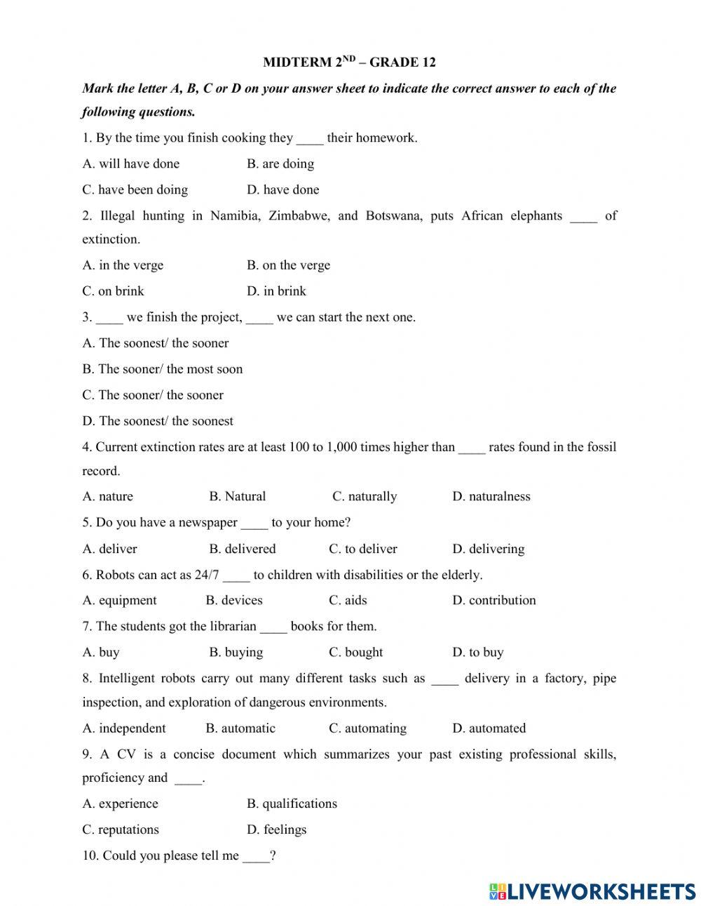 Midterm 2nd - grade 12