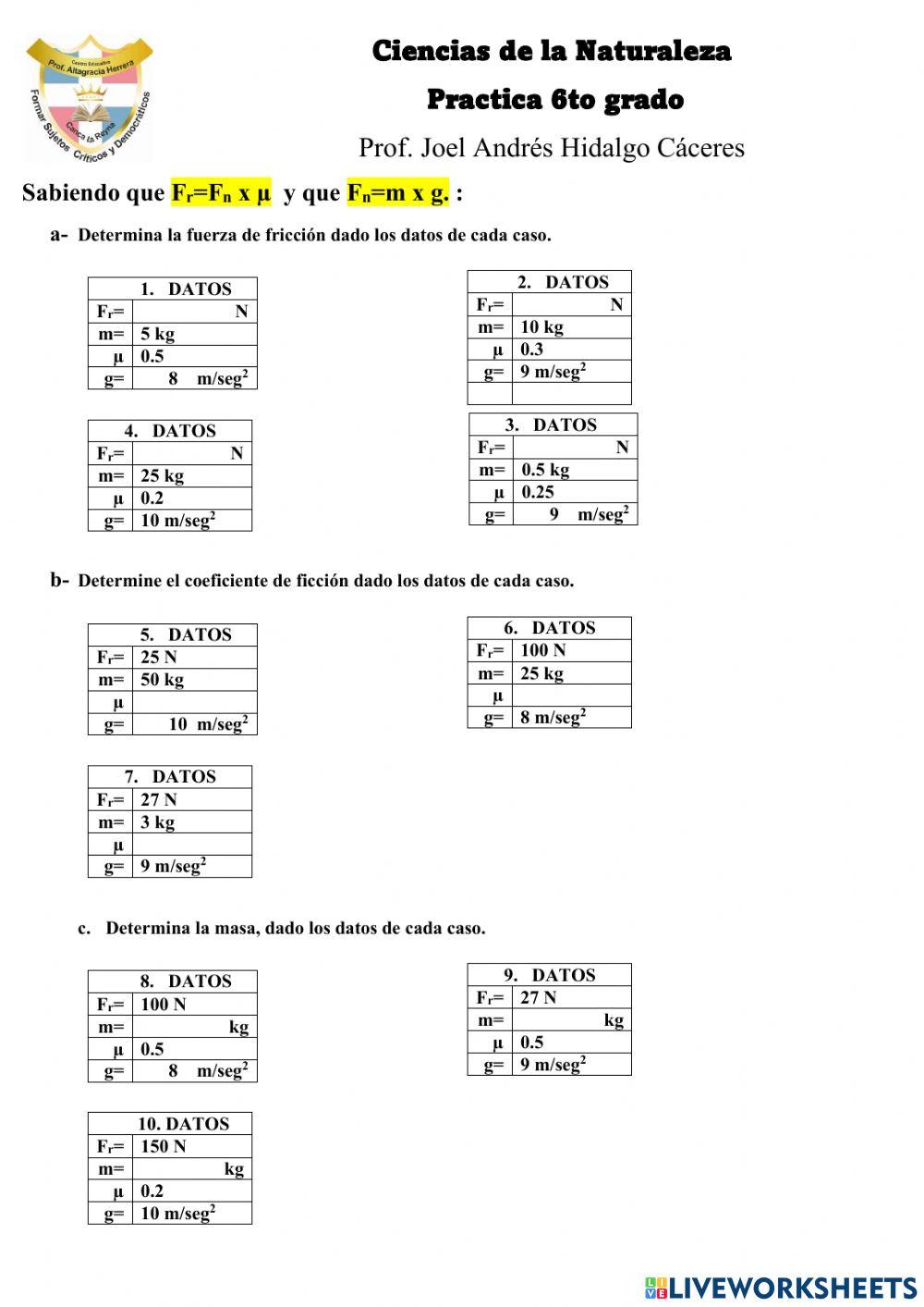 Practica calculo de fricción