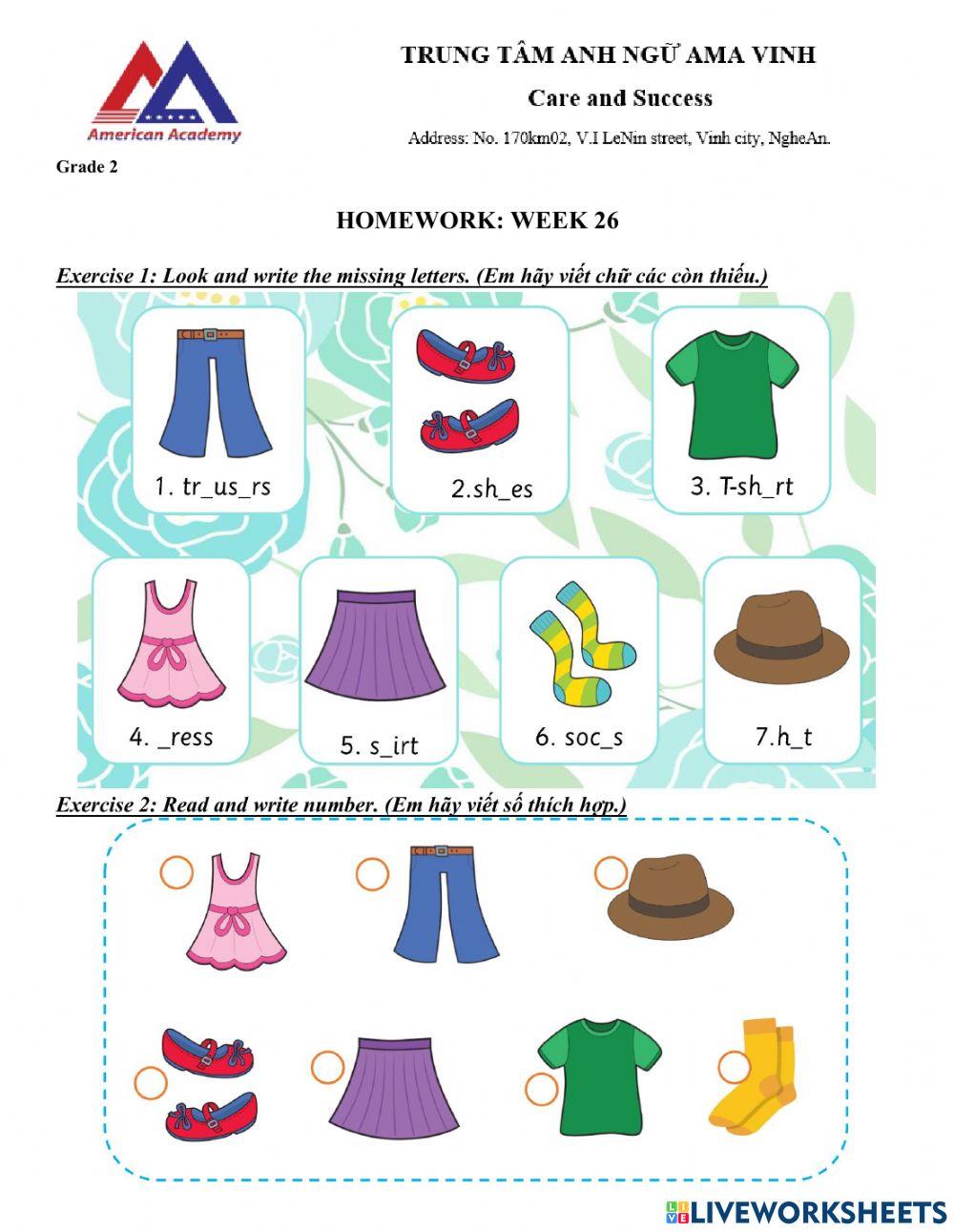 2318539 | My clothes | Lamoanh3003 | LiveWorksheets