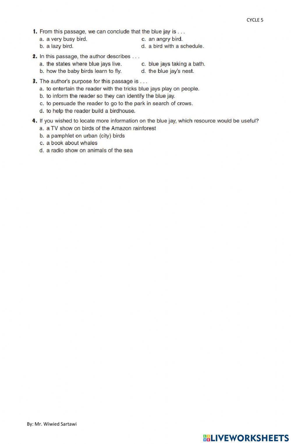 Reading comp cycle 5