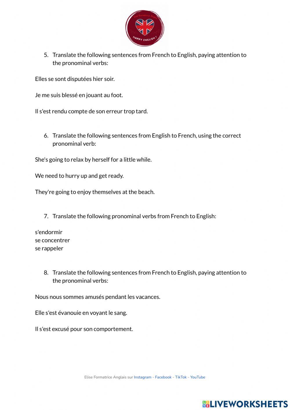 Les verbes pronominaux en anglais