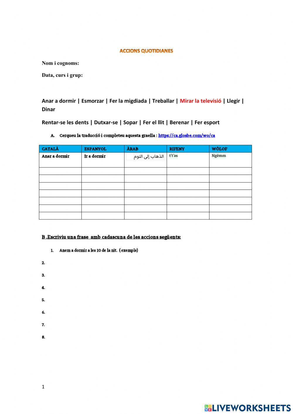 Les nostres rutines de cada dia