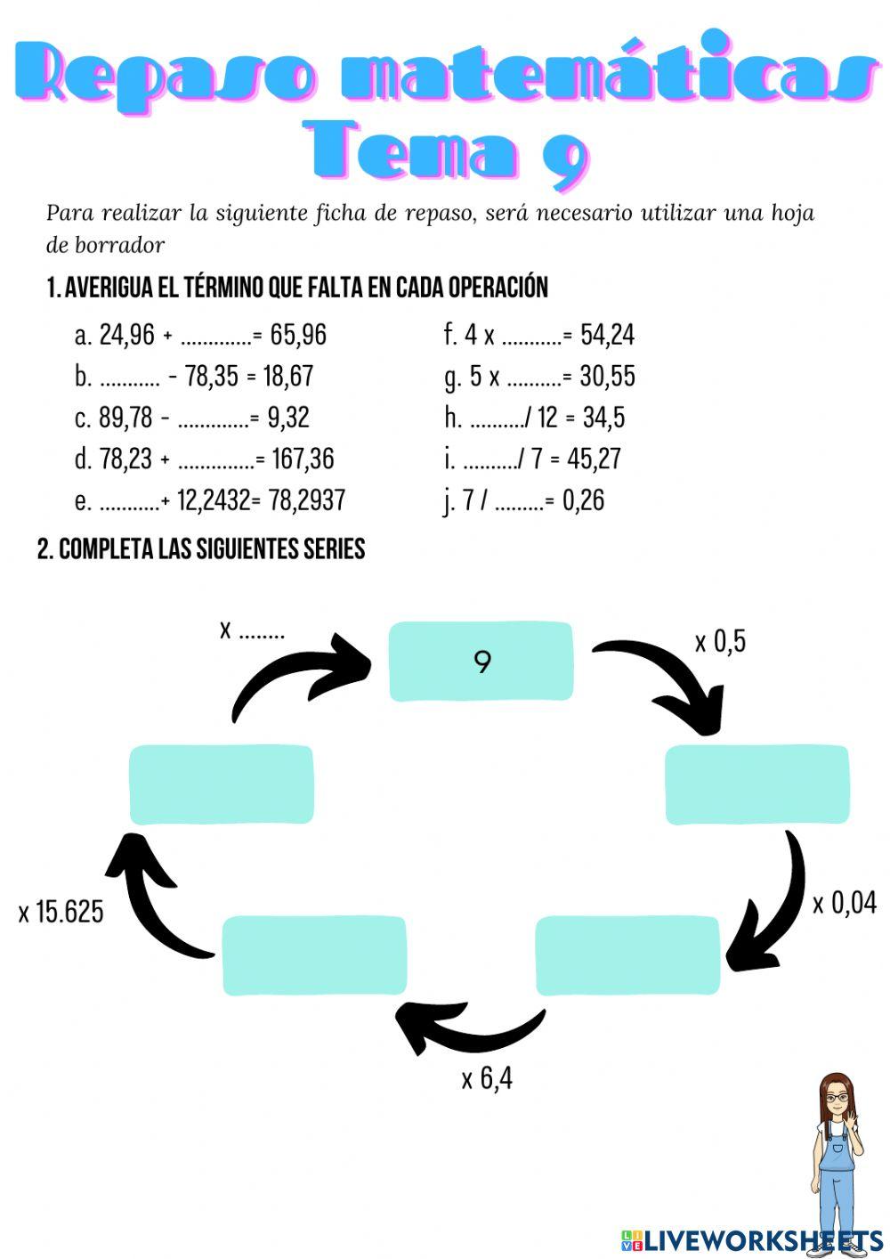 Repaso operaciones con números decimales