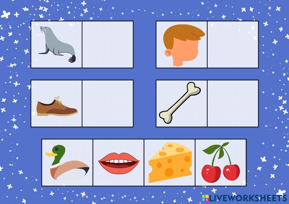 Arrastra los dibujos que riman