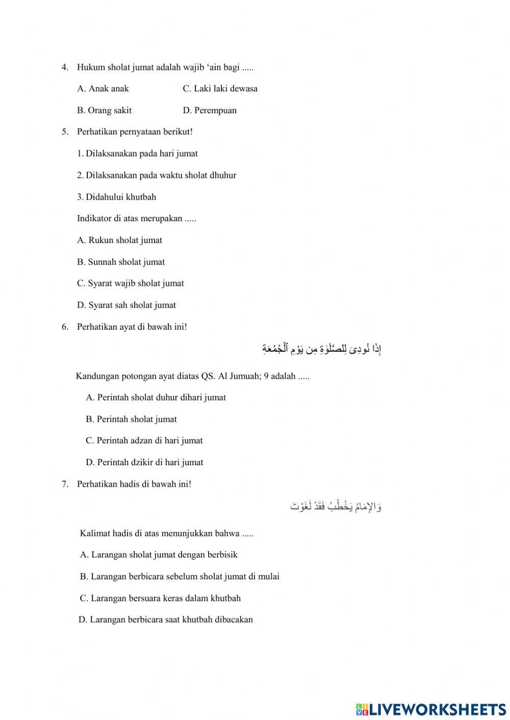 Soal PTS fiqih kelas 7