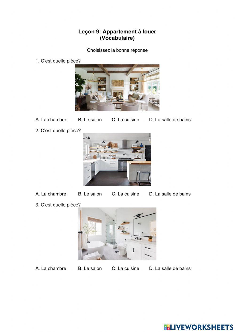 Leçon 9: Appartement à louer (Vocabulaire)
