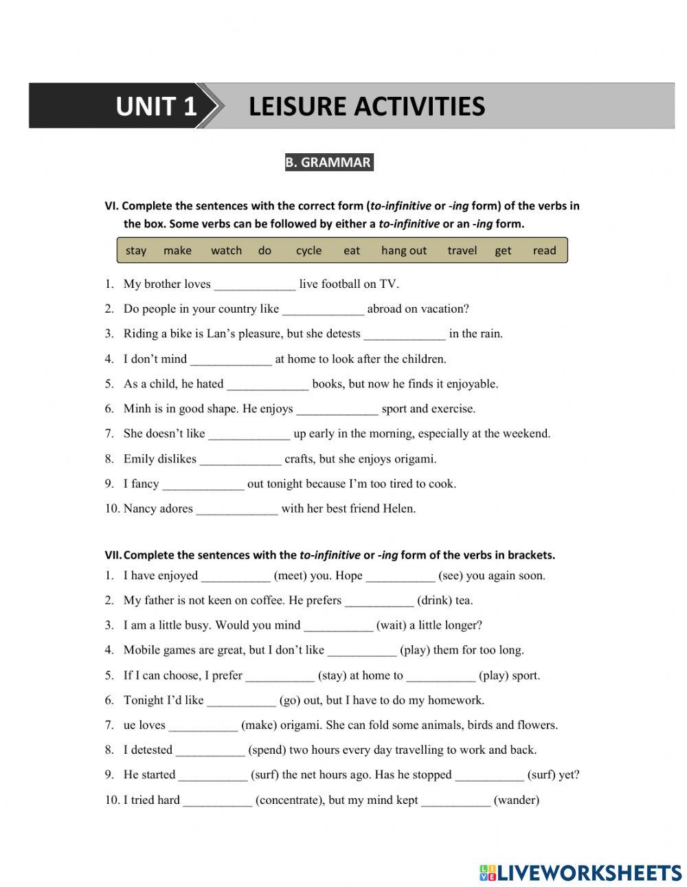 G8 U1 MLH Verb-ing or to Verb