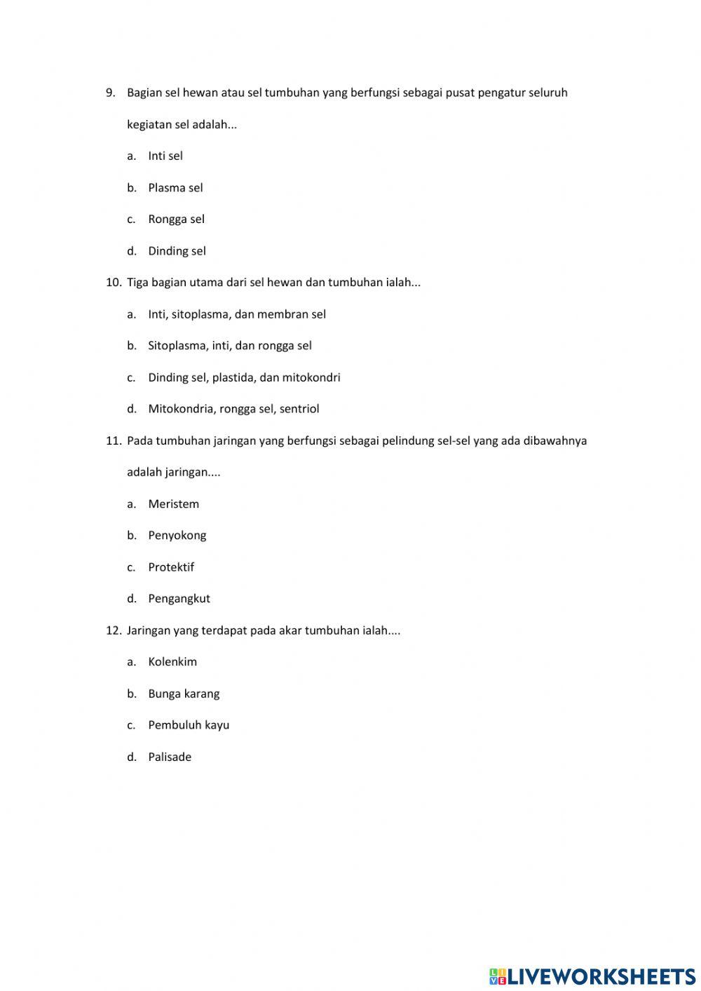 Soal pts biologi kelas 7