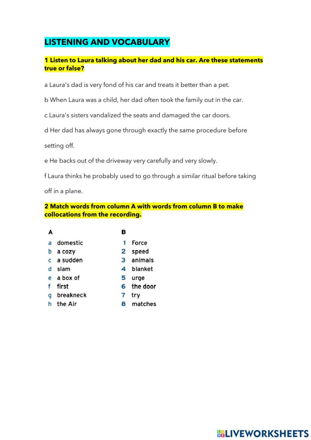 Listen to laura talking about her dad and his car.