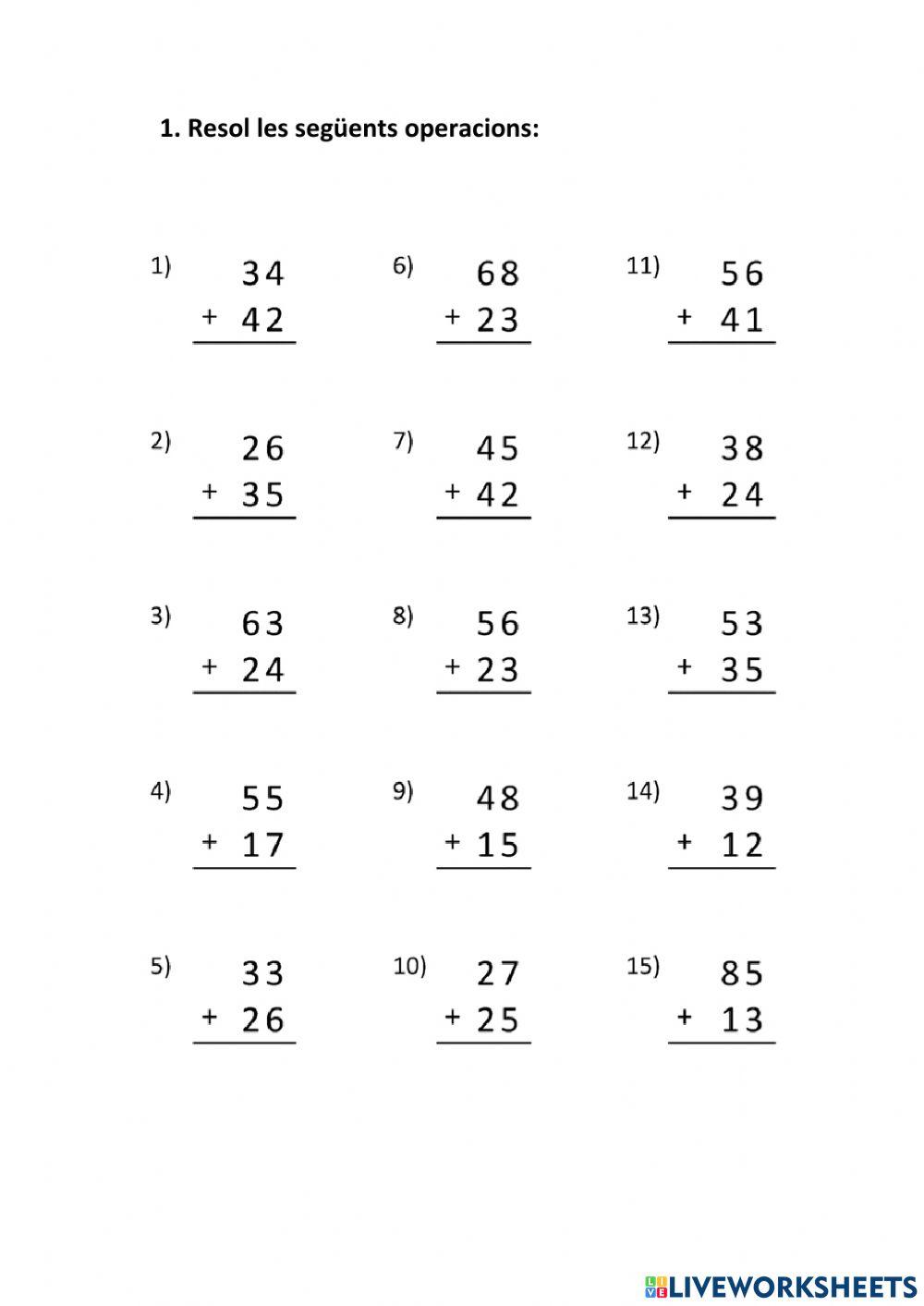 Resol les sumes següents