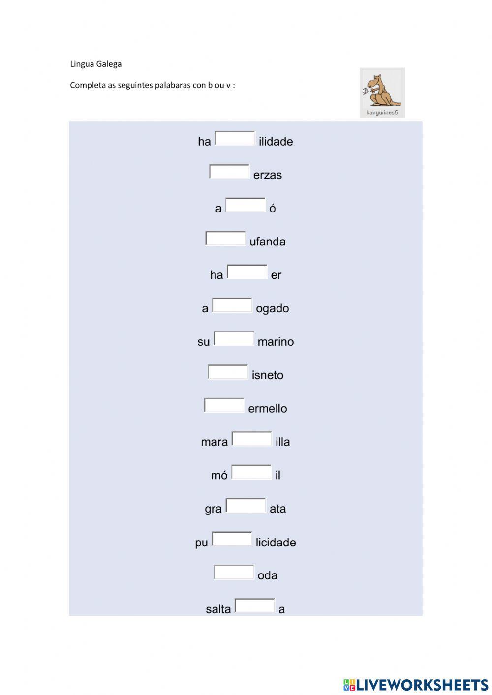 As palabras con b e  v