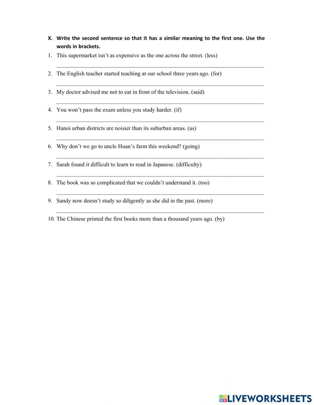 Test for U2 - I, III, V, VI, VIII, IX, X