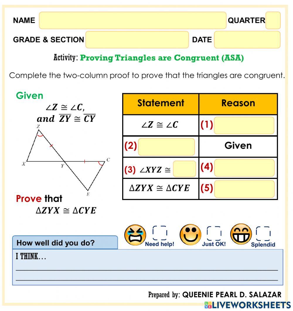 Proving Triangles are Congruent (ASA)