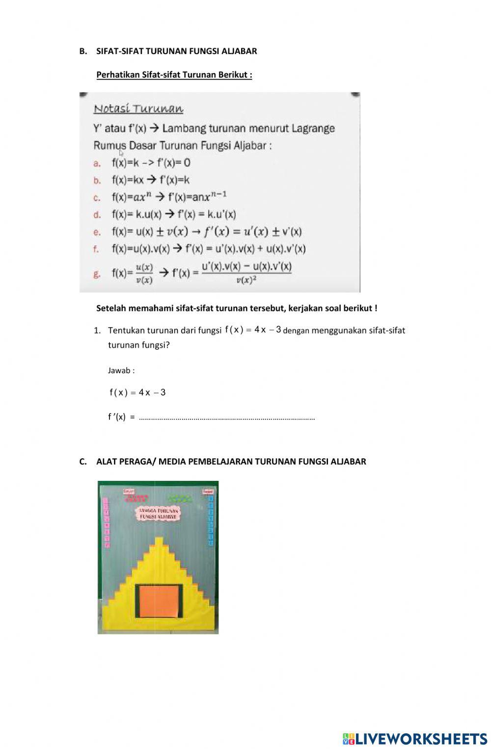 Turunan Fungsi Aljabar