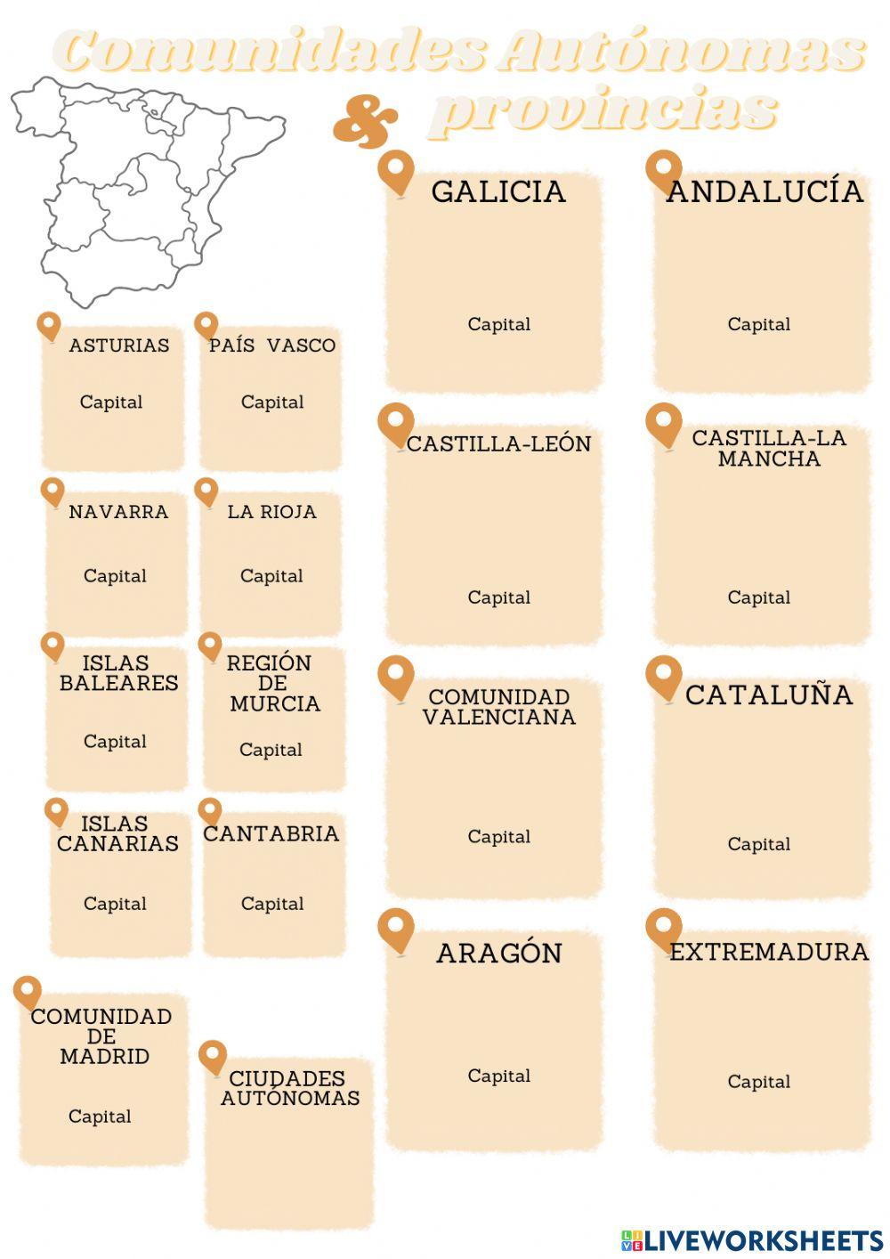 Comunidades autónomas y provincias