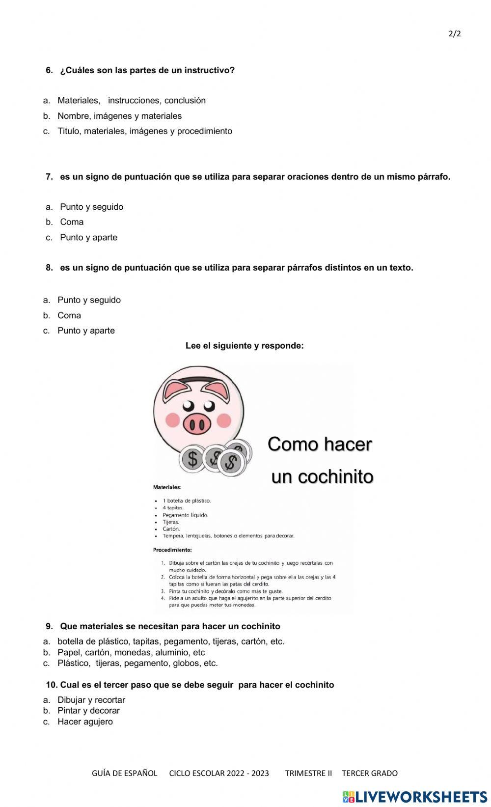 Repaso español 3 prim 3er trim