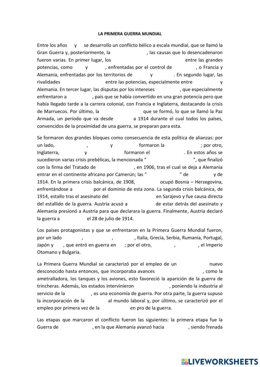 La primera guerra mundial