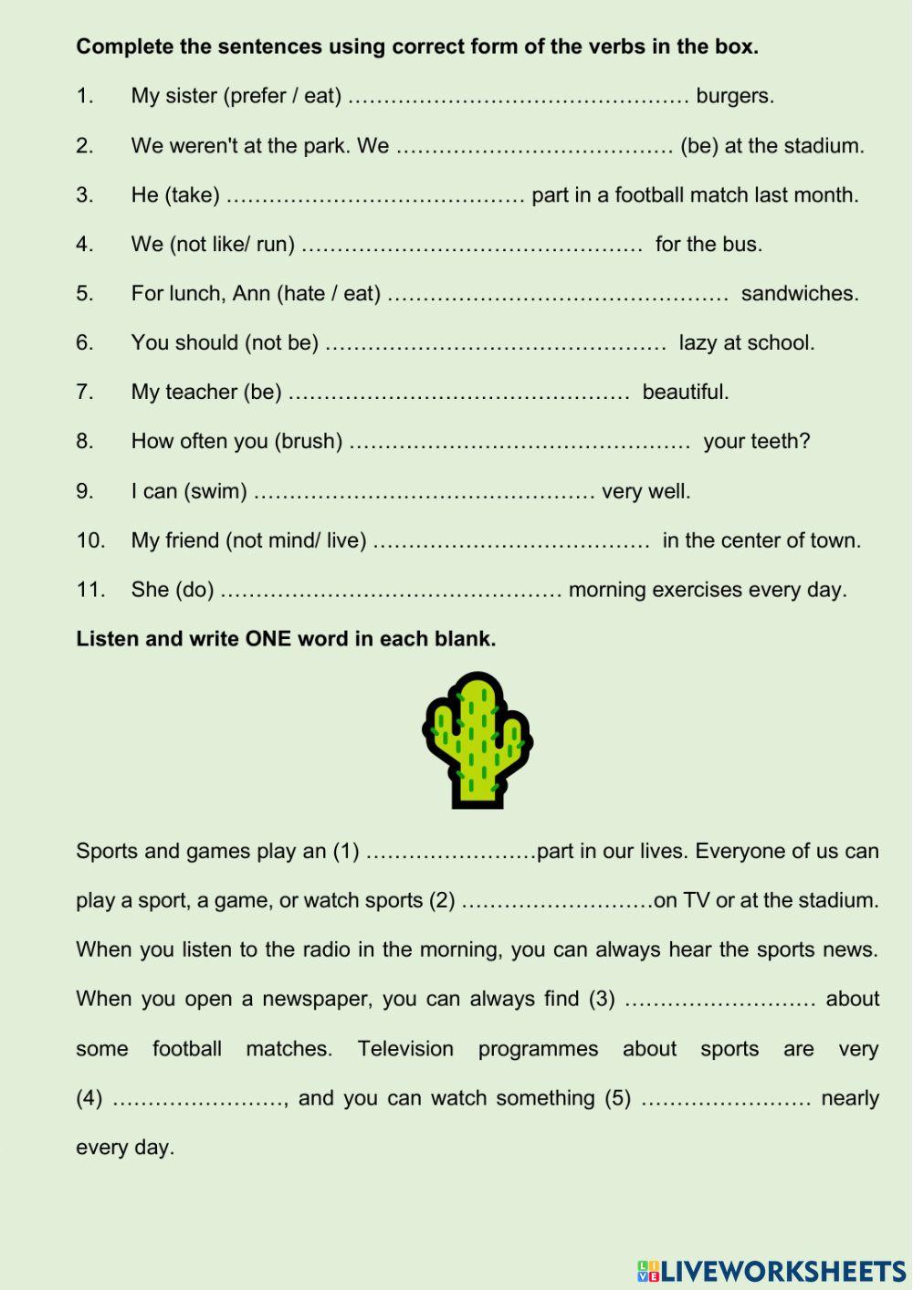 GRADE 6 - SECOND MID TERM TEST 1
