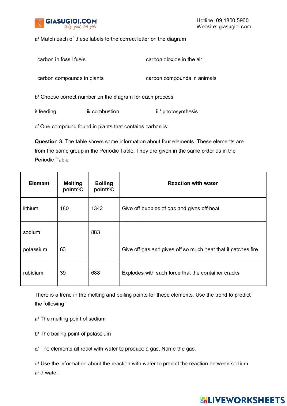 Cambridge science test - Grade 8