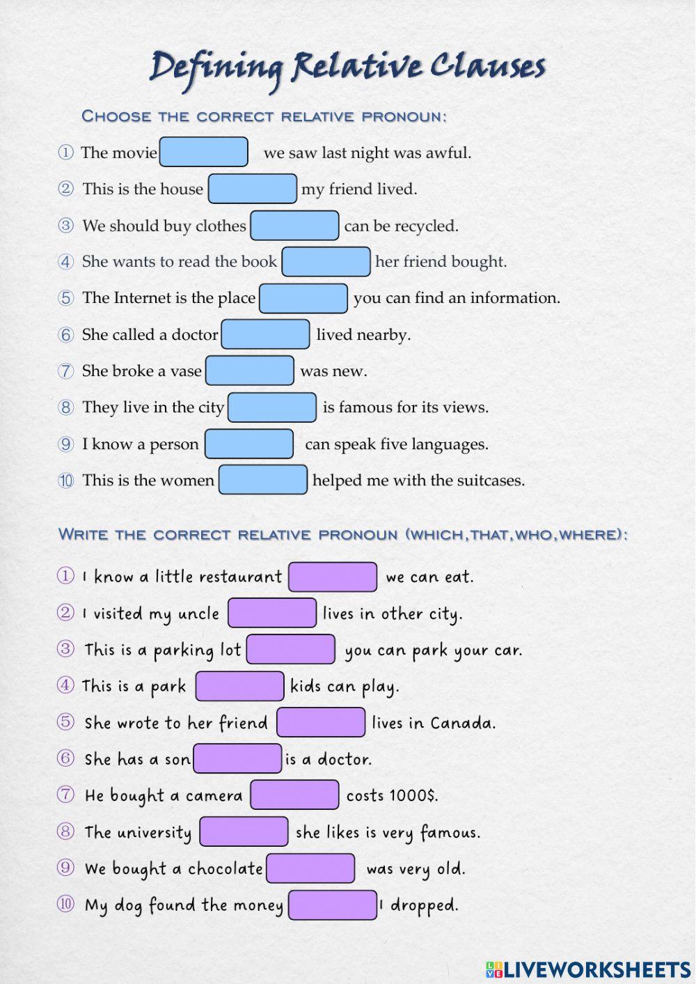 2319945 | Defining Relative Clauses - which,