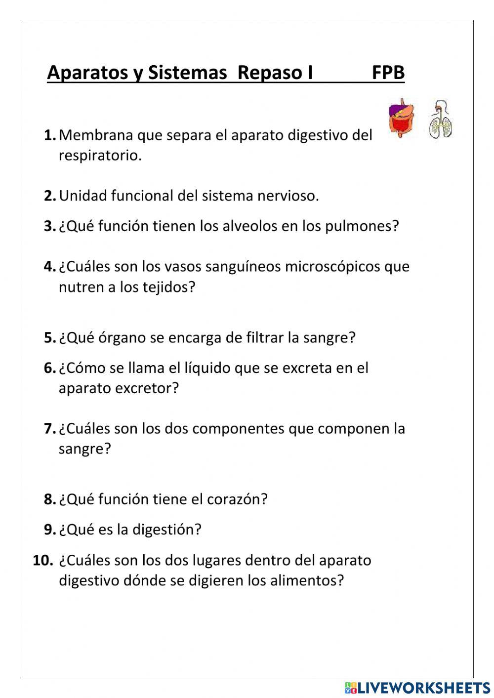 Aparatos y sistemas repaso 1 Aparatos y sistemas repaso 1