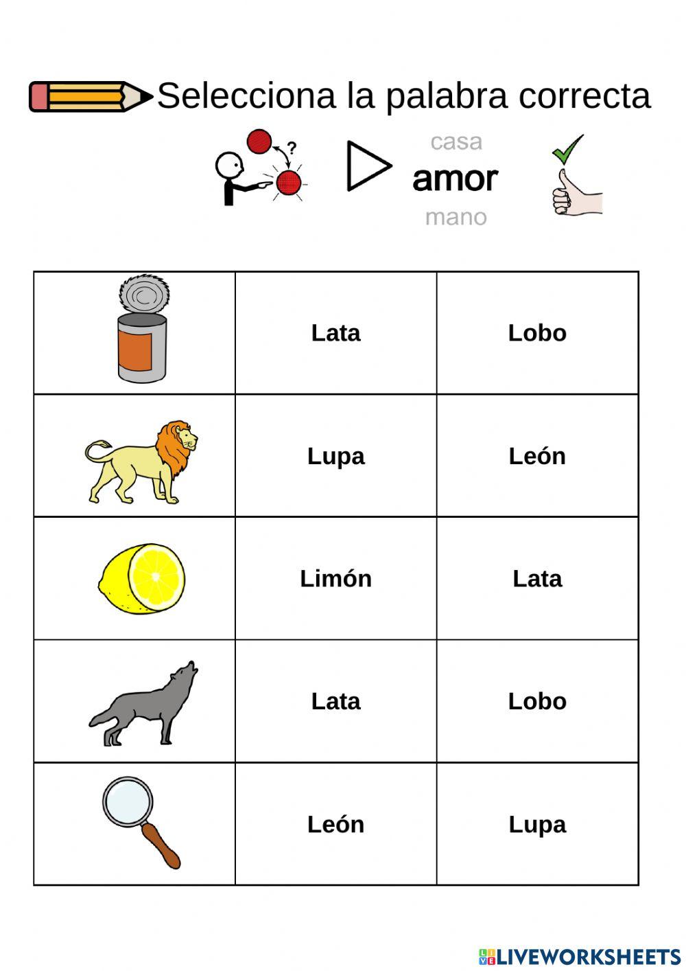 Selecciona la palabra correcta
