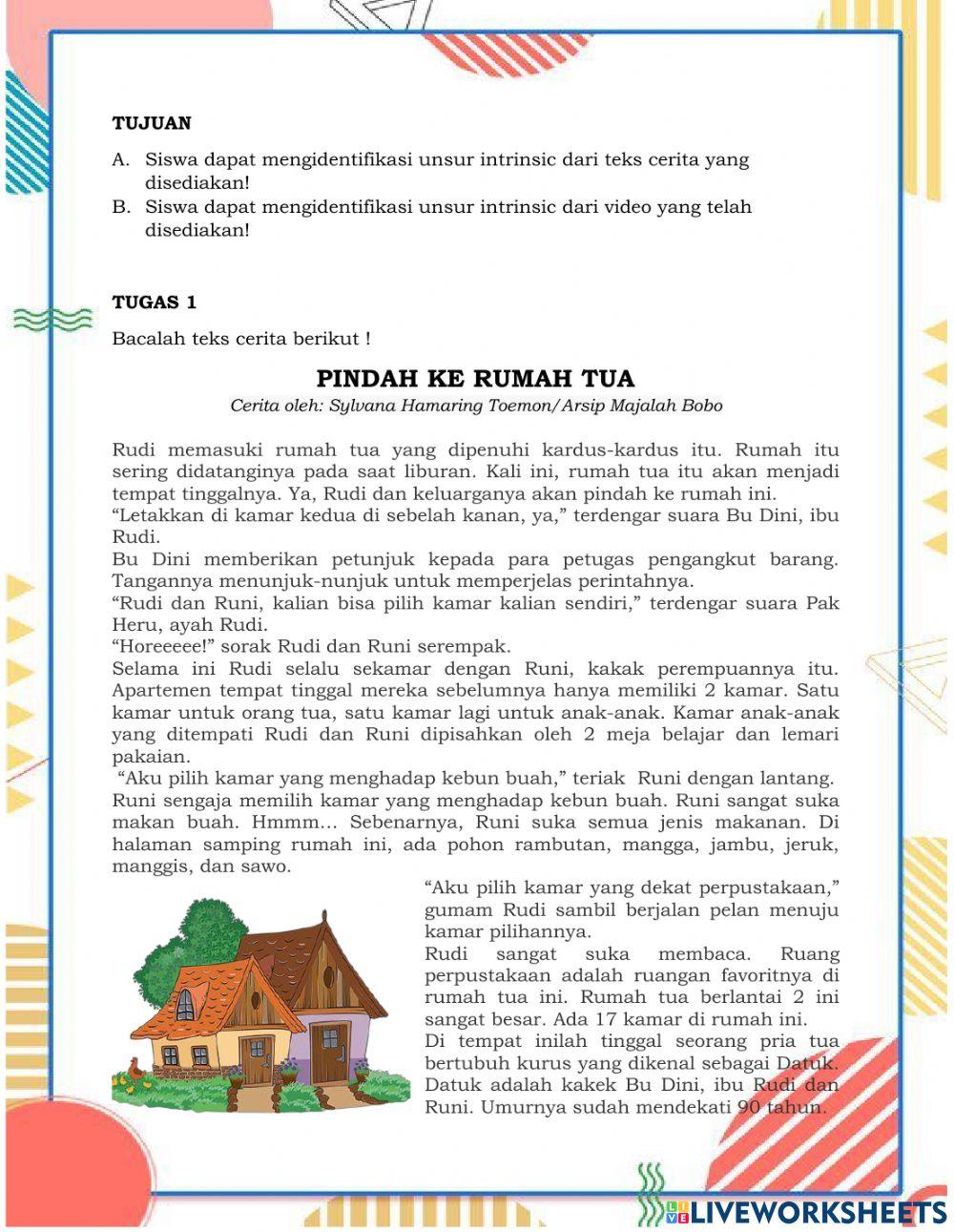 Tugas Bahasa Indonesia Kls VI Tema 9 Teks Fiksi