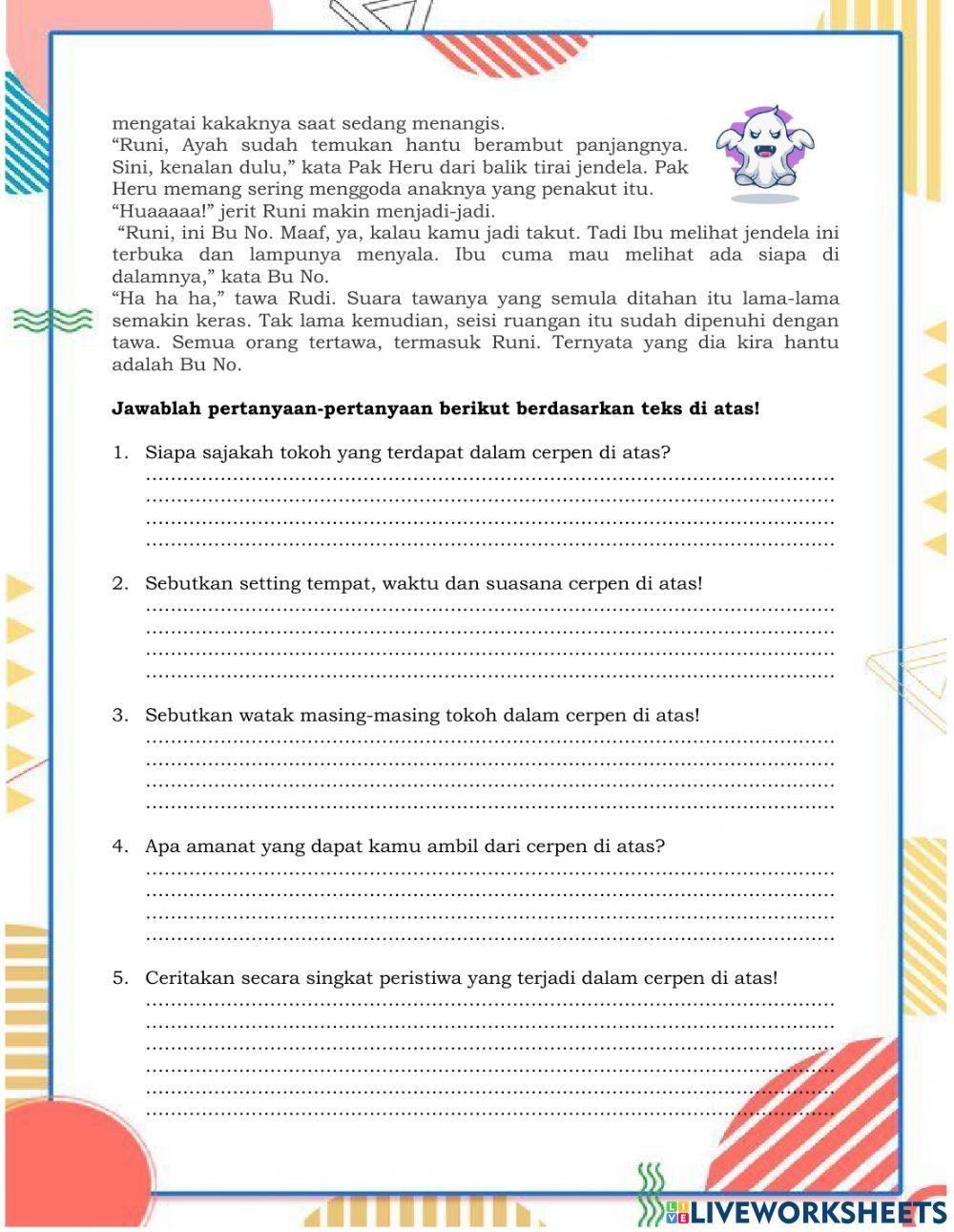 Tugas Bahasa Indonesia Kls VI Tema 9 Teks Fiksi