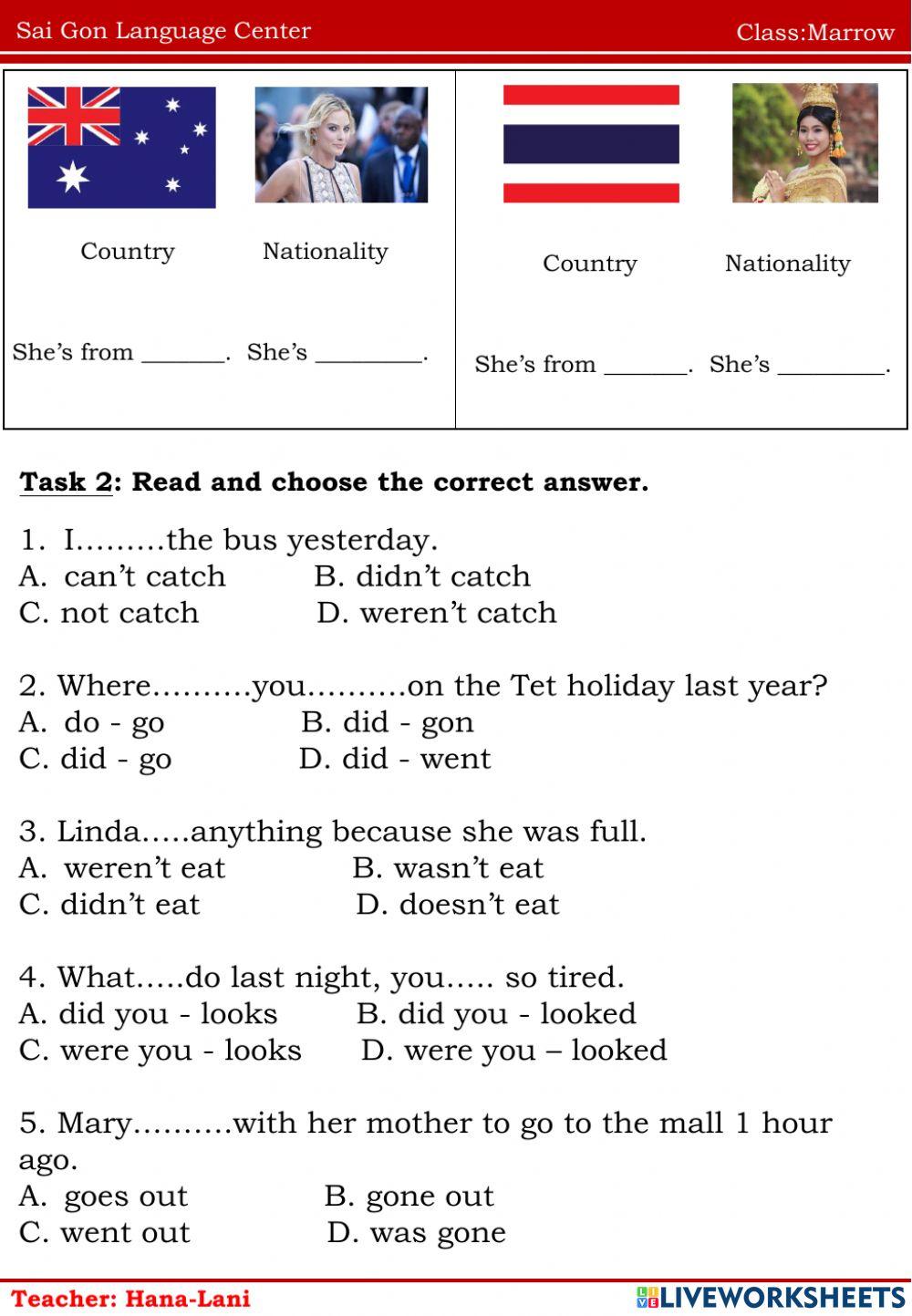 Countries and the past simple tense