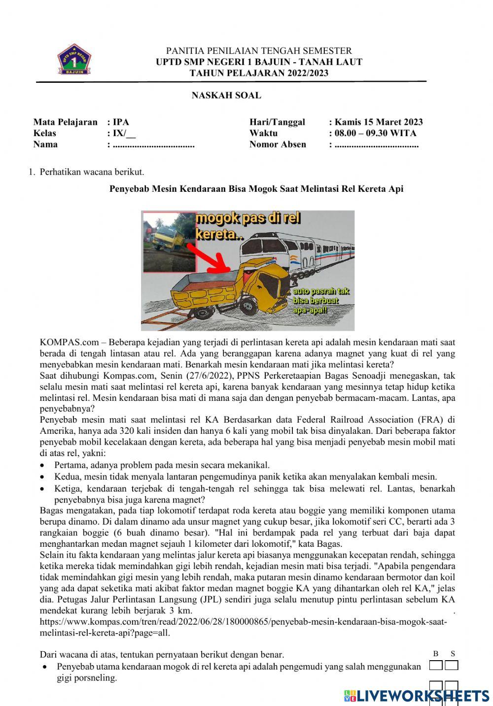 Pts ipa kelas 9 uptd smpn 1 bajuin