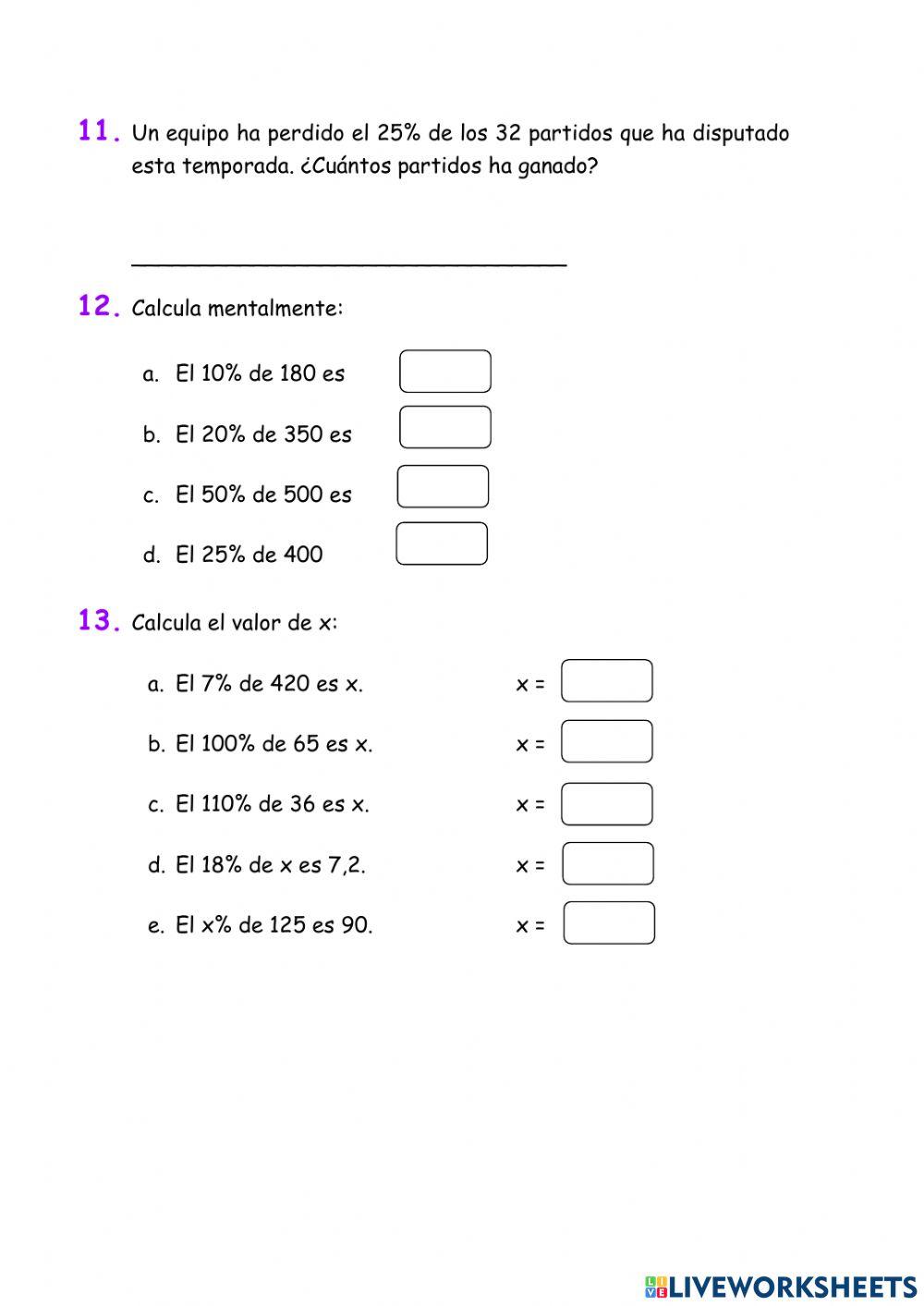Proporcionalidad y porcentajes