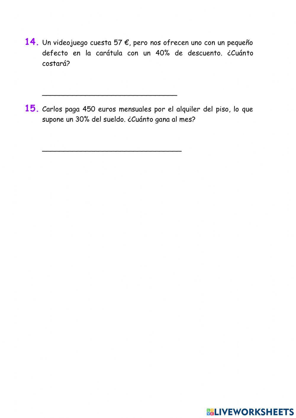 Proporcionalidad y porcentajes