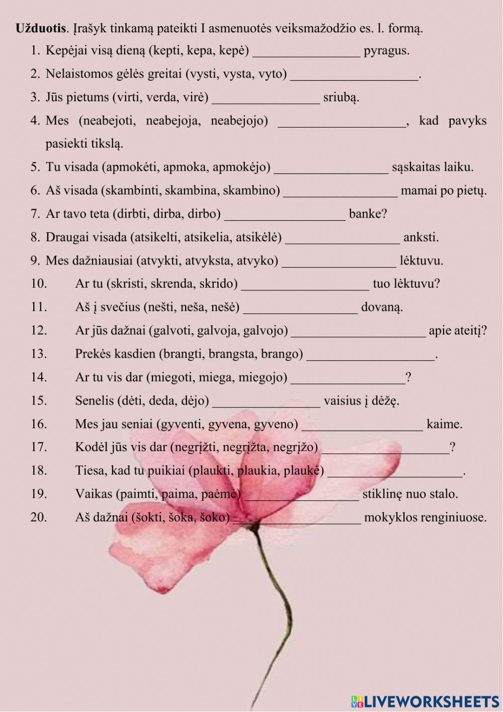 Veiksmažodžių I asmenuotė