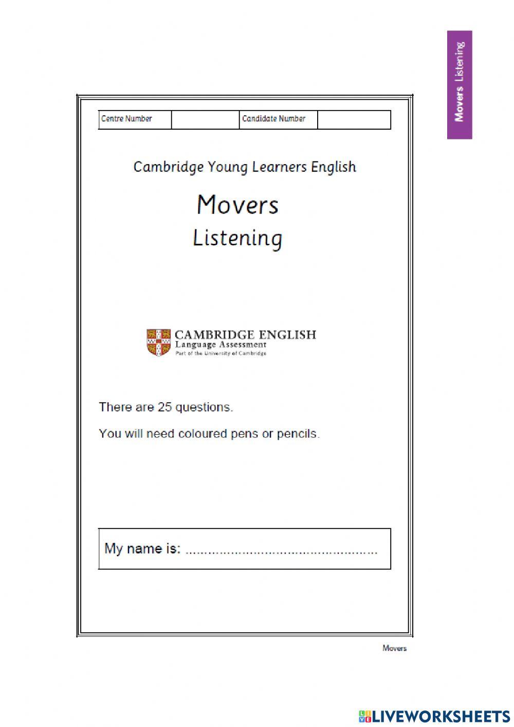 YLE MOVERS LISTENING MOCK EXAM - JUNIOR 3